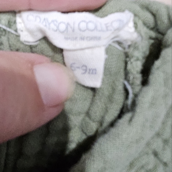 Grayson Collective Olive Green Textured Kids 100% Cotton Jumpsuit Sz 6-9 Months - Picture 3 of 3